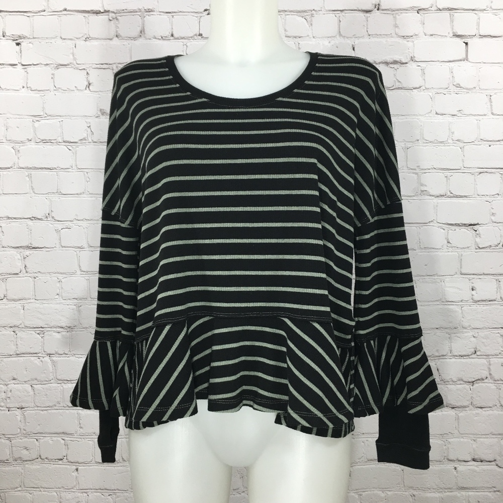 Free People Round About Tee with Peplum and Ruffle